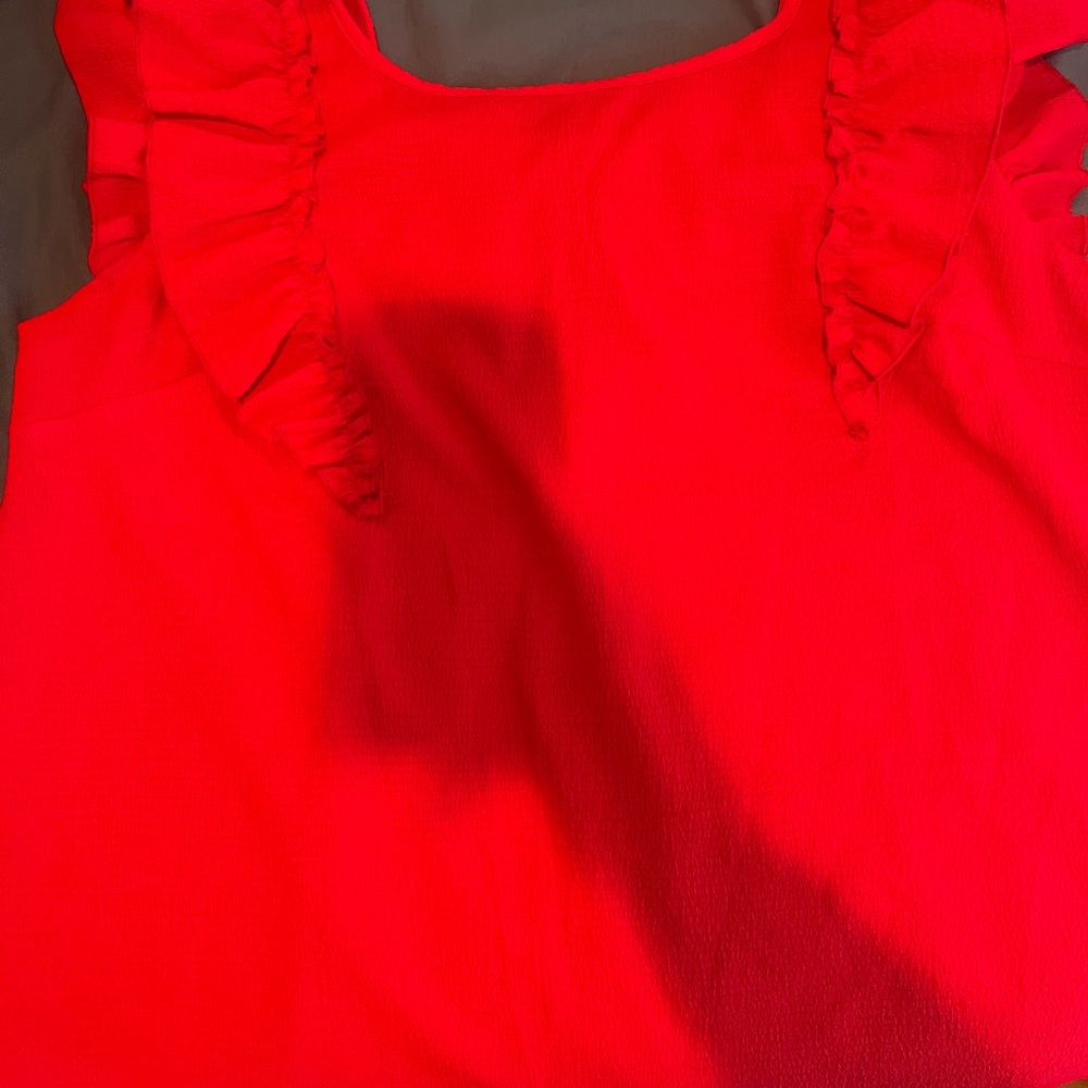 SHEIN Red Ruffle Blouse